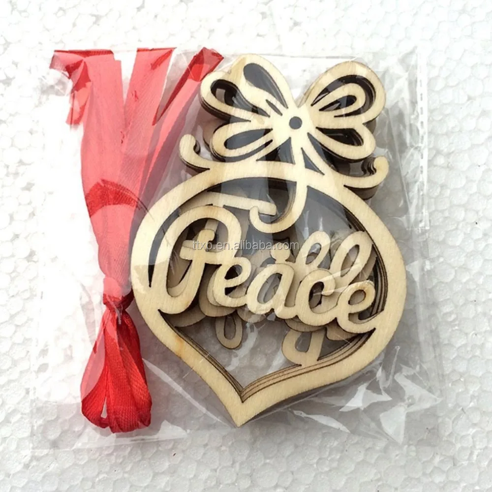 You Love Hope Peace Faith Noel Word Wood Tags Christmas Tree Ornament Party Decoration