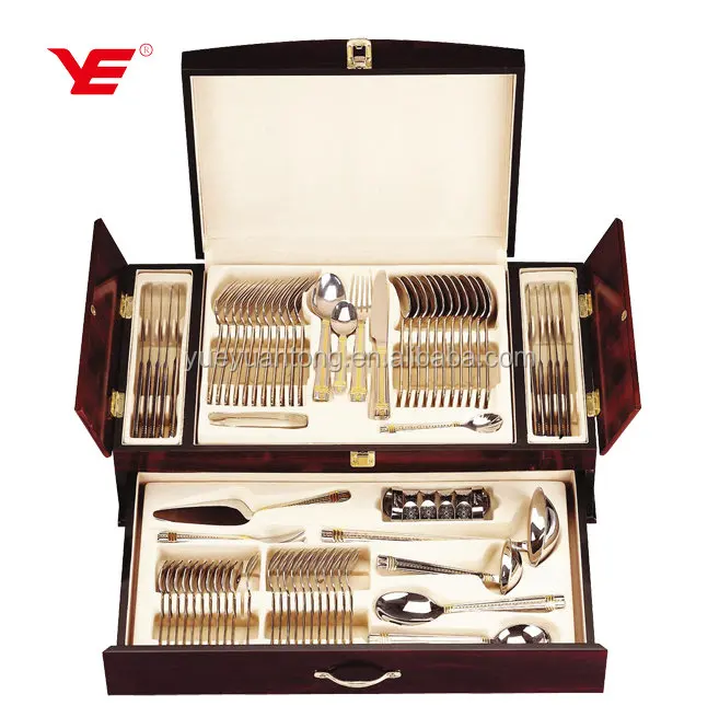 72pcs stainless steel cutlery set in wooden box