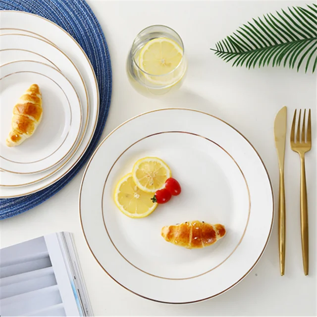 Hot selling Creative New Product Luxury Gold Rim Bone China Charger Plates/dishes