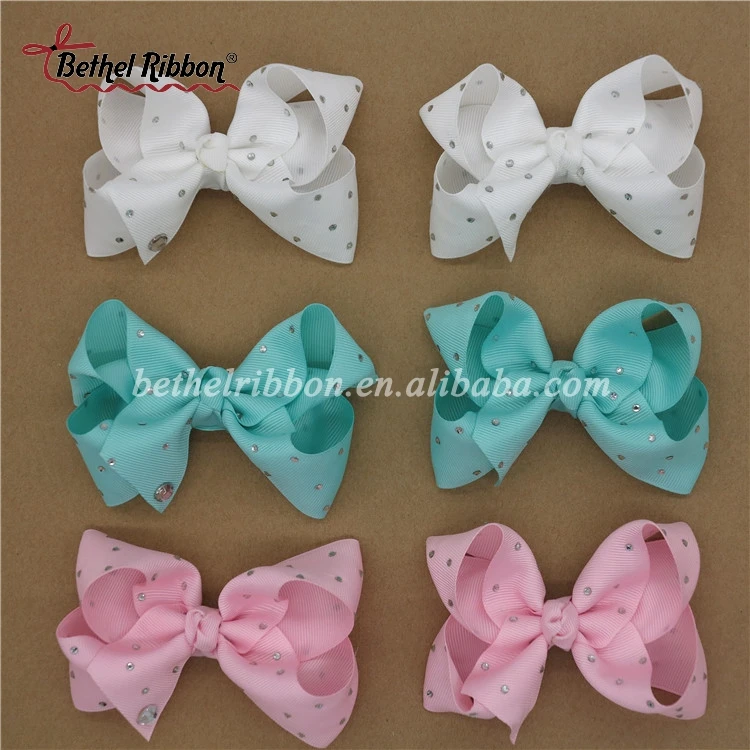 Rhinestone alligator 8 inch large baby hair bow clip for girl