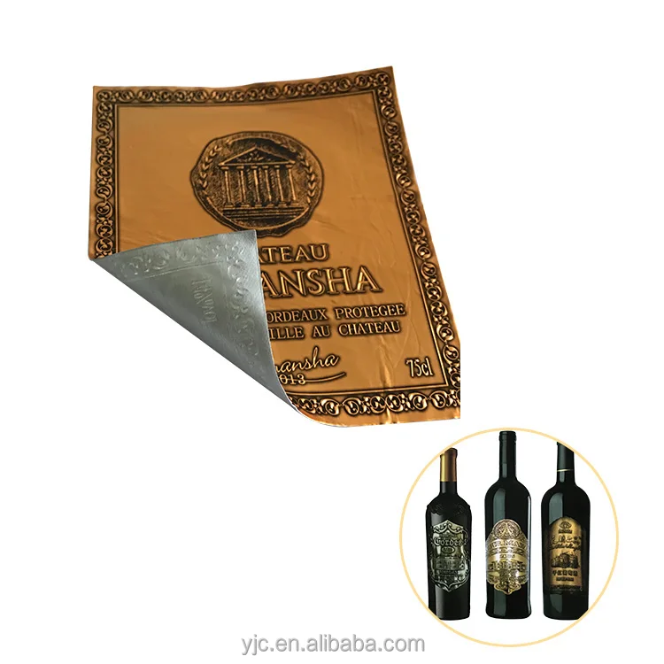 Aluminum foil waterproof metal wine label for bottle