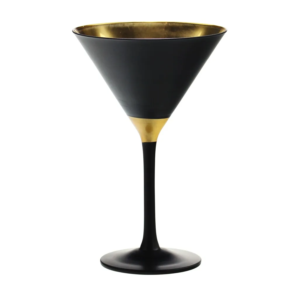 SXGC Polished Black glass tumbler With Gold Rim