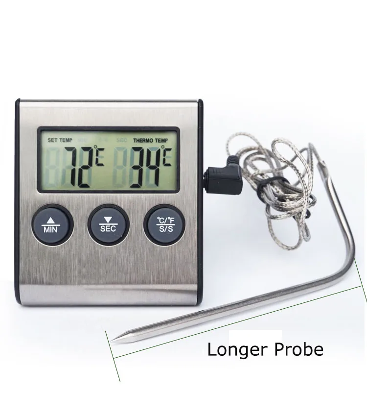 
Factory Digital Thermometer Probe With Clip Magnet Oven Grill Thermometer 