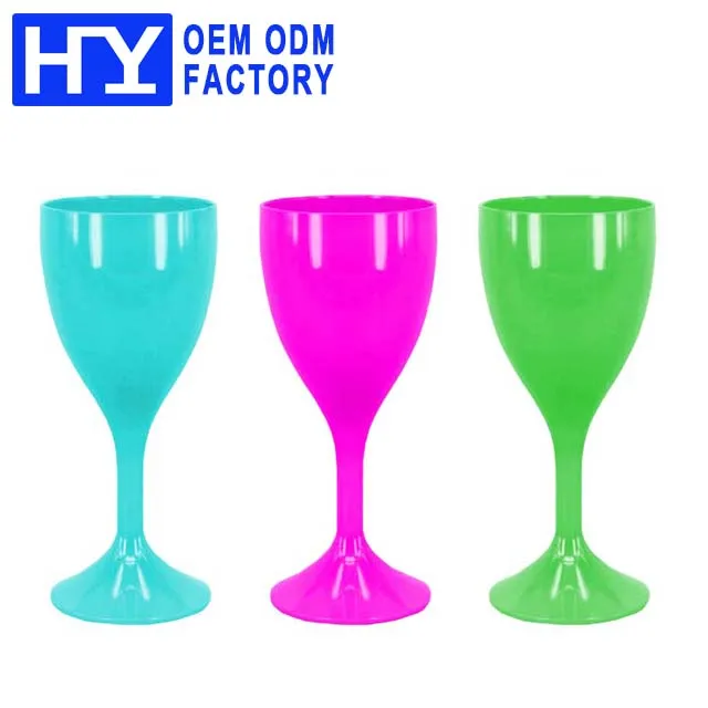 Hot Sale Colored Unbreakable PP Plastic Wine Glasses