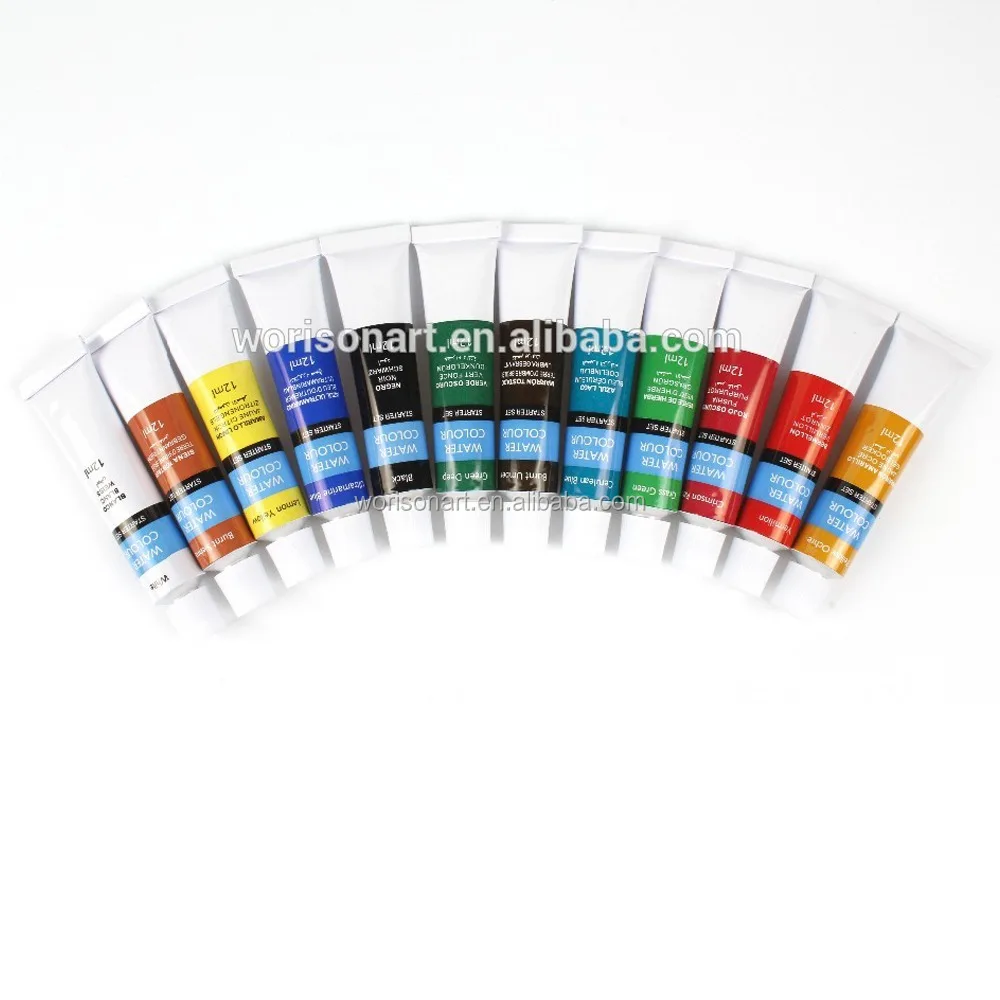 Non toxic 12ml watercolor painting artist grade water colored paint tube set for art supplies