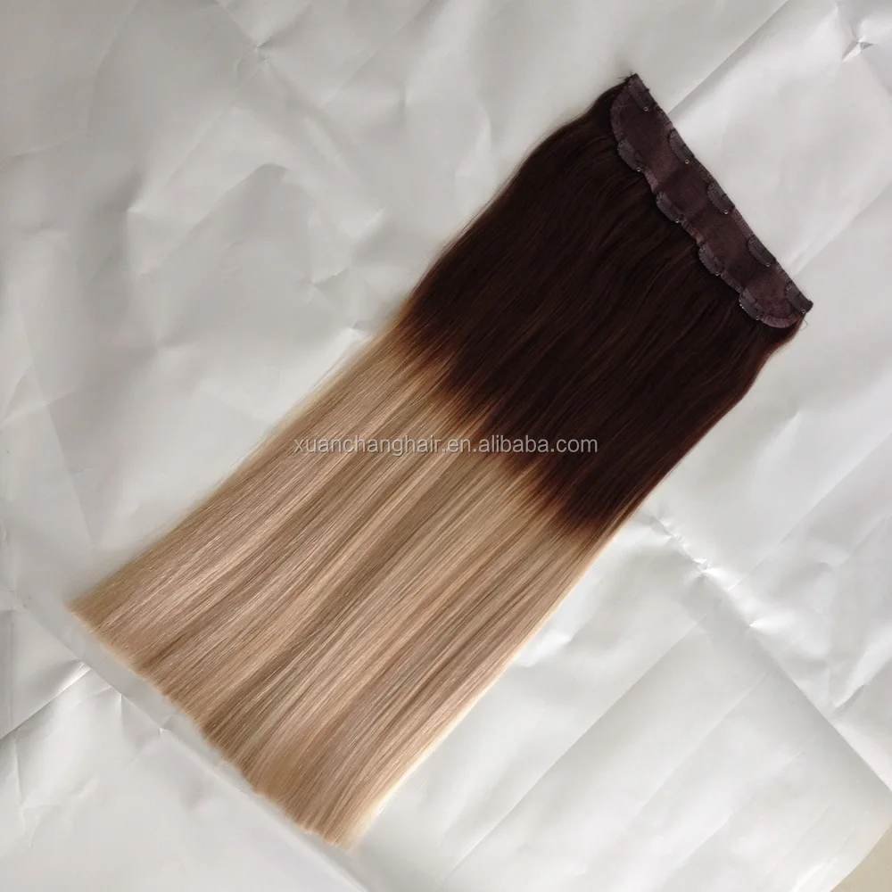 ombre color single piece human hair clip in one piece two tone