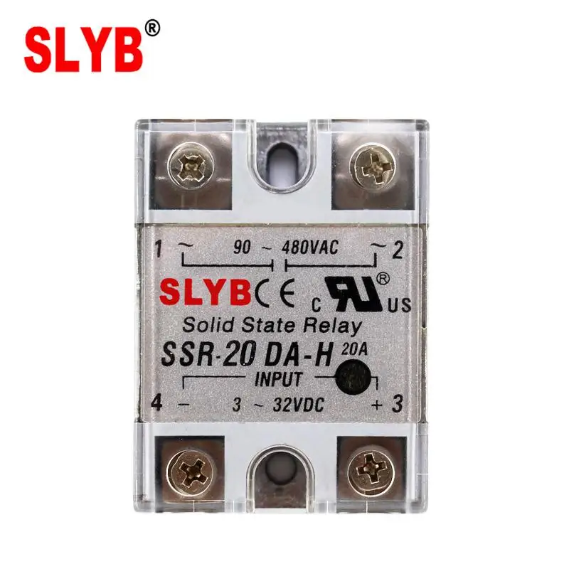 Однофазное твердотельное реле типа Fotek SSR 20DA-H 3-32VDC вход к 90-480VAC выход от завода Zhejiang