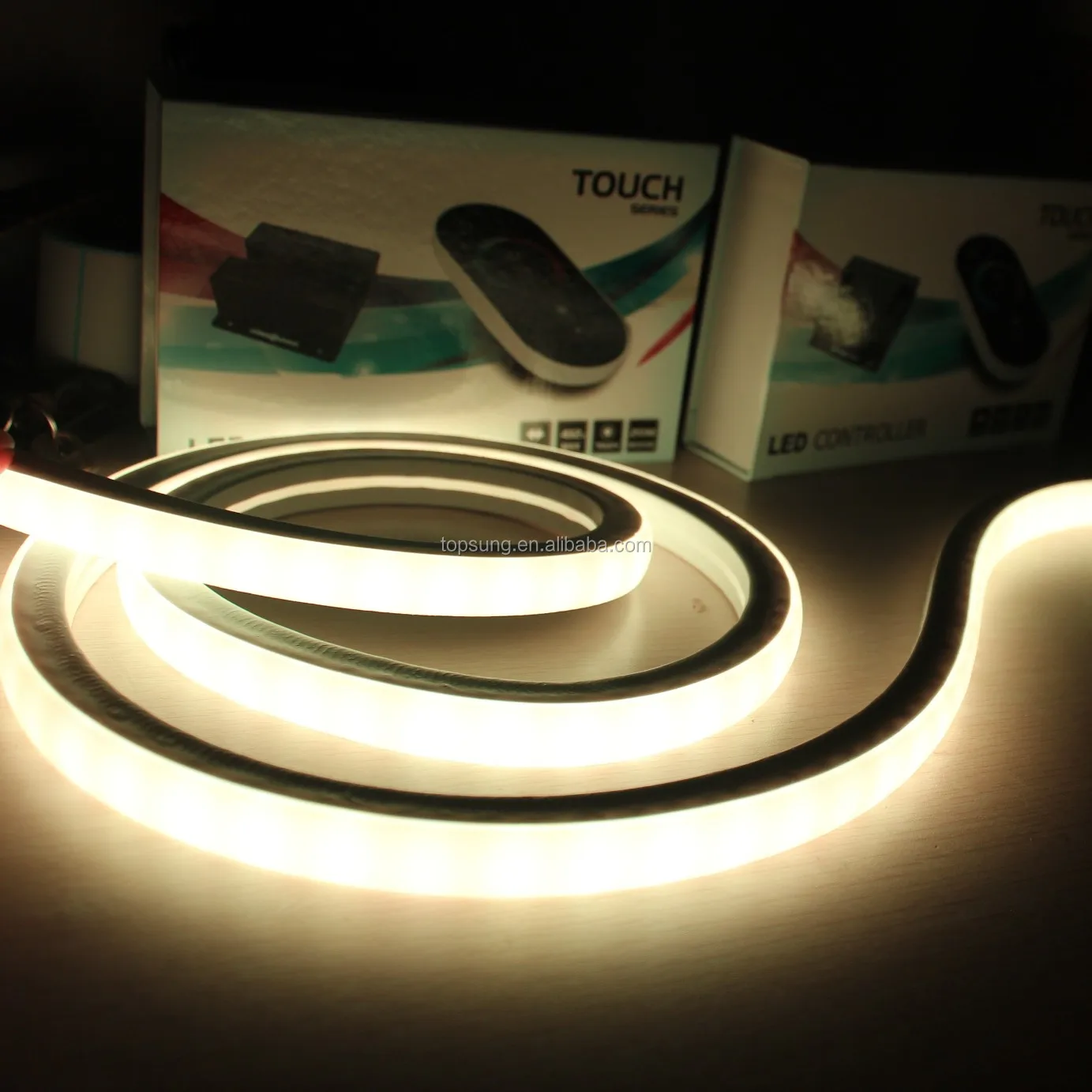 50m spool square 24v dmx rgb led neon flex Top view flexible neon strips lighting Shenzhen factory