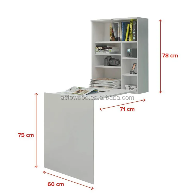 wall mounted foldable computer table desk with shelf for space saving home use