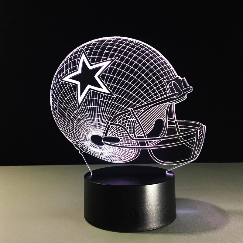 
Dallas Cowboys Helmet lamparas 3d led lamp 7 Colors Change acrylic USB LED Table Lamp Kids Gift Creative Night Lamp Home Decor 