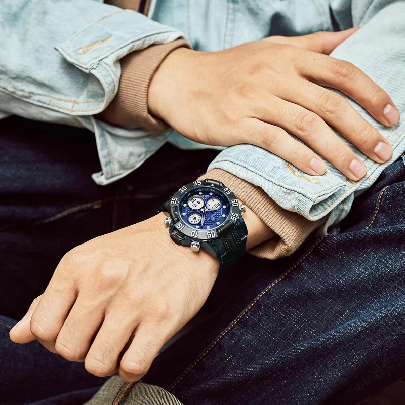 
GOLDENHOUR GH119 Luxury Brand Analog Digital Wrist Watch Gent Orologi Water Resistant Sport Military Watches Men Quartz Watches 