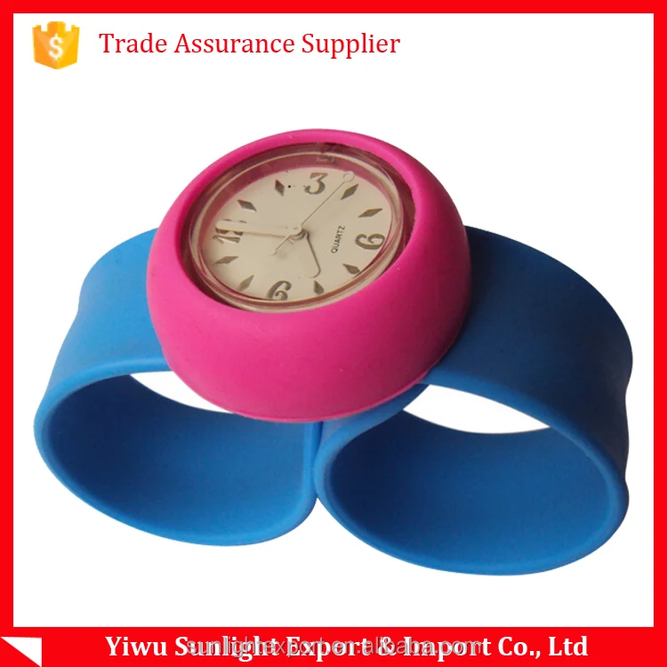 round dial silicone wristband Watch kids slap digital watches