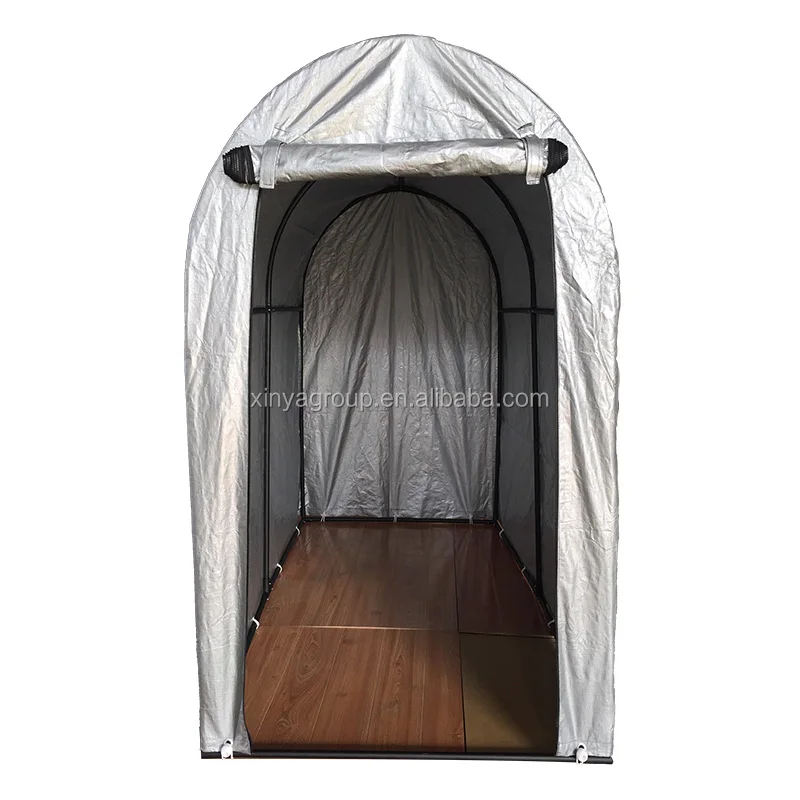 Silver color steel frame structure cycle shelter   for motors  3 bikes