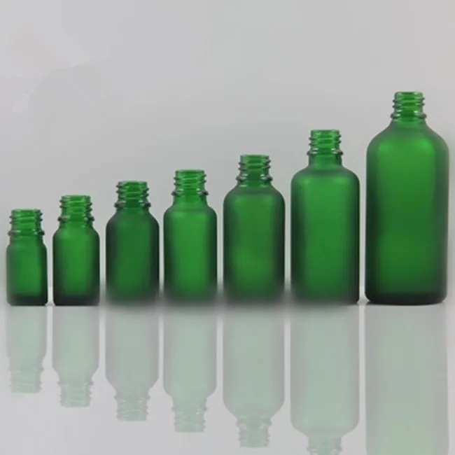 DIN18 Neck 5ml 10ml15ml 20ml 30ml 50ml100ml Frosted Green Glass Pipettes bottles W/  Black TE Glass Droppers