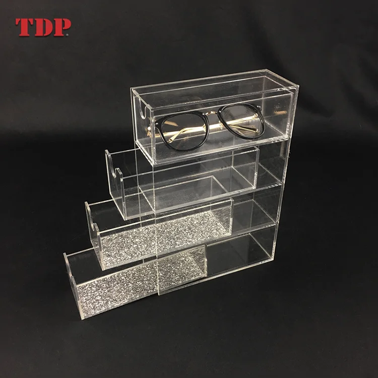 Custom Clear Desk Storage Box Made Acrylic Tabletop Organiser fridge organizer with 4 Drawers