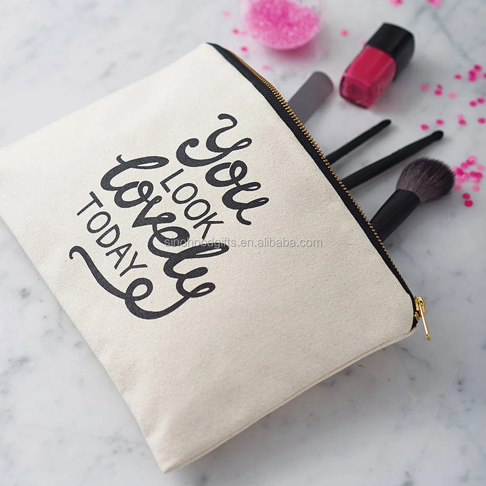 2018 Custom Makeup Travel Toiletry 100% cotton canvas Promotional Fashion Cosmetic Bags Wholesale