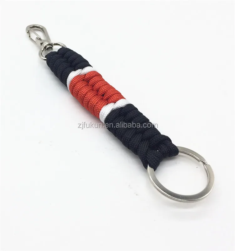 handmade survival black red white ribbon brazilian jiu-jitsu belt paracord keychain