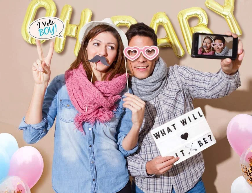 Nicro New Arrival 66 PCS Gender Reveal Supplies Background Ornament Bollon Banner Boy Or Girl Baby Shower Party Decoration Set