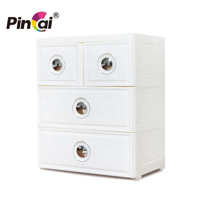 Elegant Multi-layer Storage  Cabinet Plastic Drawer with Lock& Wheels