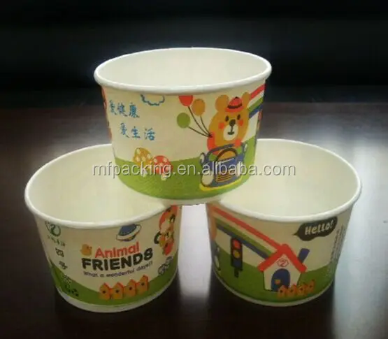 Различные размеры Пользовательский логотип печатный двойной полиэтиленовый мороженое/замороженный йогурт бумажные стаканчики с бумажной крышкой