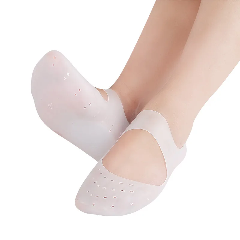 Invisible Silicone Moisturizing Heel Sock Breathable Spa Gel Ankle Boat Sock with arch support massage pad