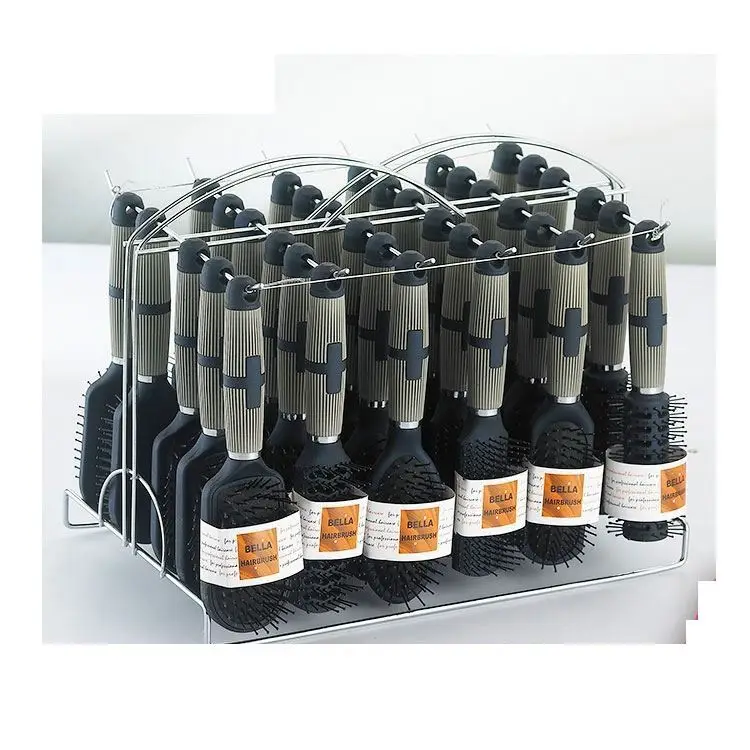 Plastic hair brush set display with metal stand professional hair brush set