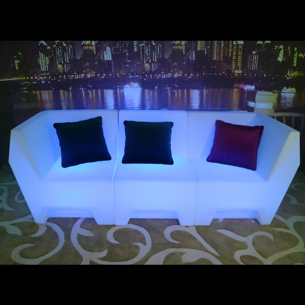
modern design commercial bar nightclub illuminated led lounge couch sofa plastic led night club sofa furniture 