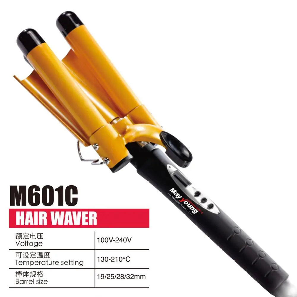 M601C PTC heater Tourmaline Triple barrel hair curler 3 barrel curling iron hair waver