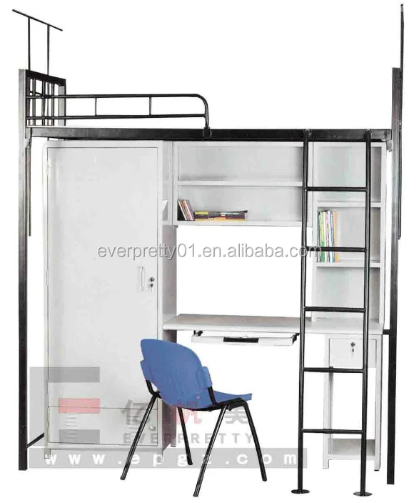Adult All Metal Bunk Bed with Cabinet Set for School Student