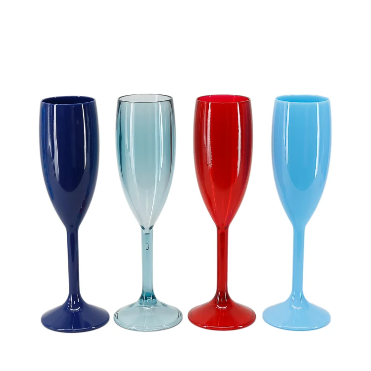 180ml 6oz Color Champagne Glasses Wholesale Cheap Pink Champagne Glass Plastic Cocktail Glasses