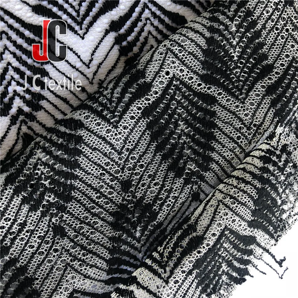 JC-K1290062 knitted T/C poly cotton luxury lace fabric embroidery
