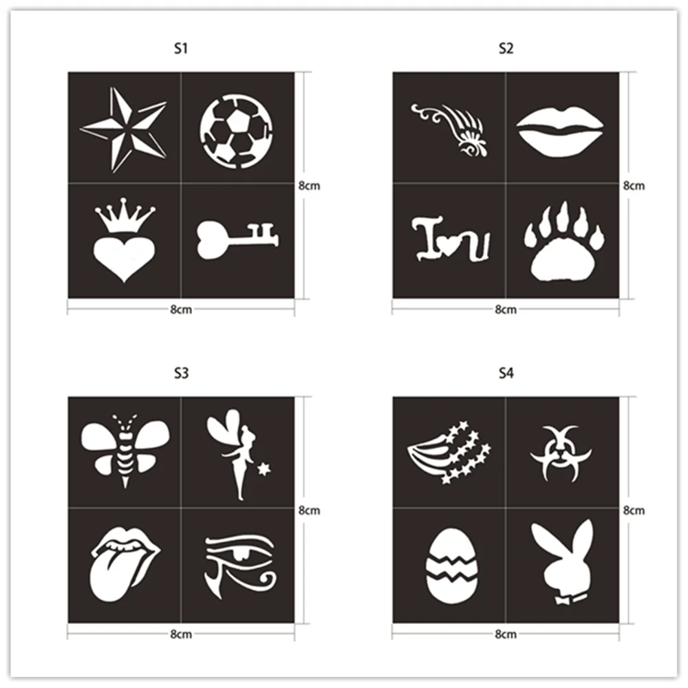 Hot selling airbrush reusable glitter tattoo stencil, henna stencils tattoo