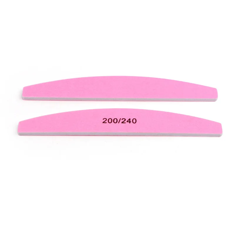 Double Sided 200/240 Grit Nail File Shiner Polisher Manicure Pedicure Nail Care Pink Fingernail File for Natural & Acrylic Nails