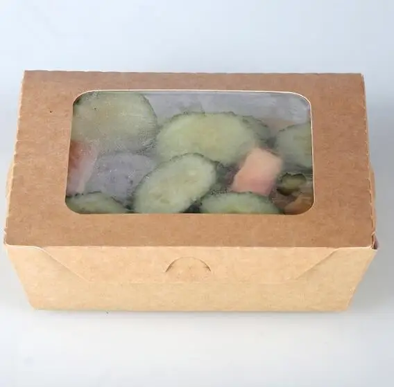 
Medium Kraft Salad paper Box w/ Clear Window 