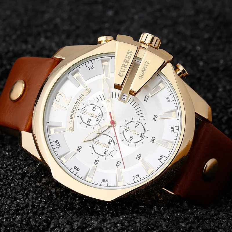 CURREN 8176 Men Watches 2019 Top Luxury Popular Big Dial Brand Watch Quartz Gold Watches Men Relogio