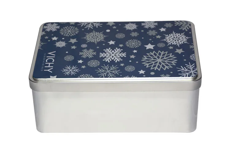 Stackable stainless steel tin plate butter cookie pack large metal can Wedding favor sealed rectangular silver cookie tin box