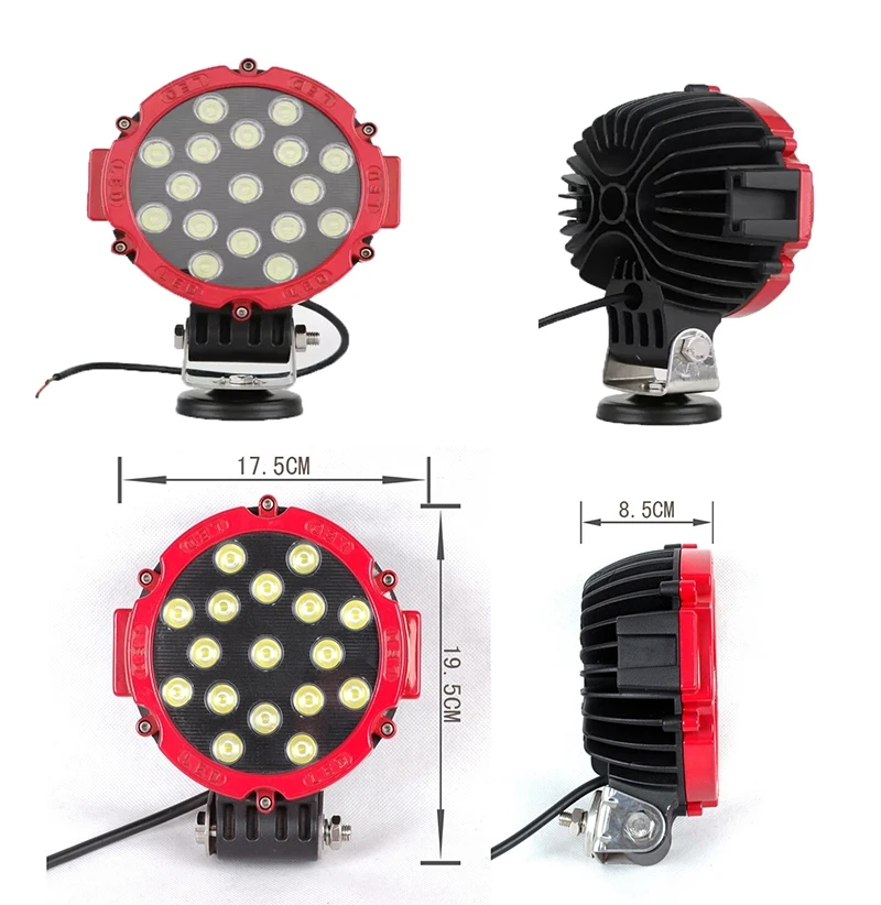 Super bright 6.3 inch 51w round led work light for Tractor led lamp 12 volt 4x4