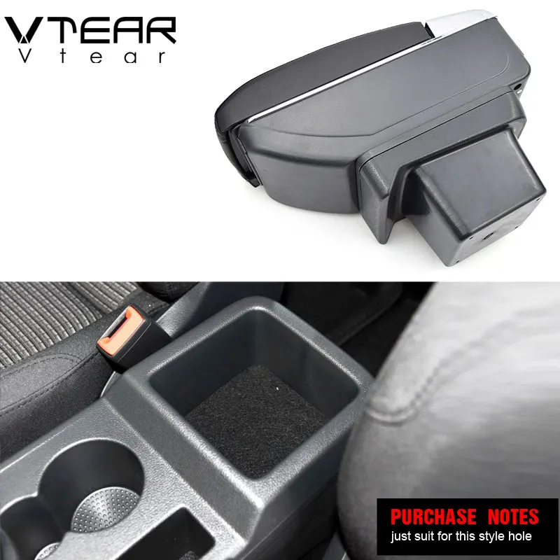 Vtear For VW Touran armrest box USB Charging heighten Double layer central Store content cup holder ashtray accessories 16-18