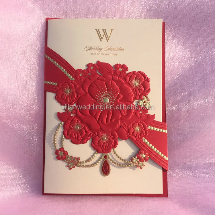 2017 New embossing flower laser cut wedding cards invitation