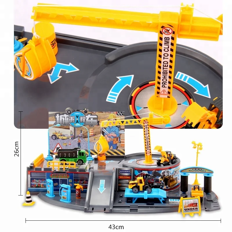 
Newest plastic kids railway selfassemble parking car track toy 