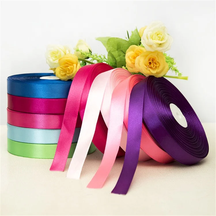 2022 New Arrived factory direct selling 100% polyester single face satin ribbon 100yard per roll