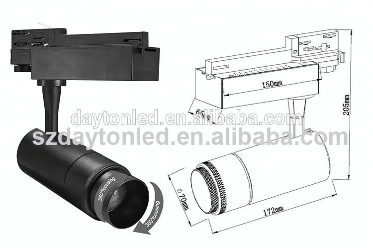 Commercial and architecture LED Lighting Manufacturer Zoomable COB Track Spotlight 10W-30W for Art gallery/Museum Lighting