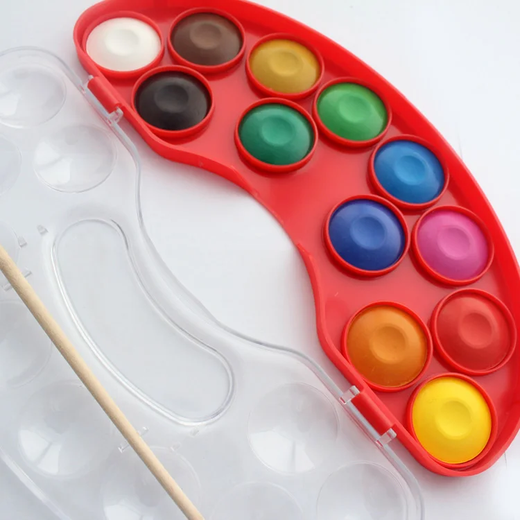 12 color art painting b2c wholesale 28mm oval watercolor paint set