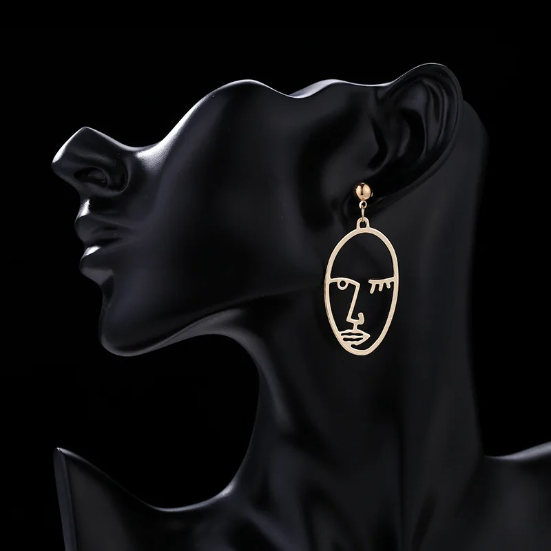 Alloy Fashion Vintage Abstract Statement Face Earrings