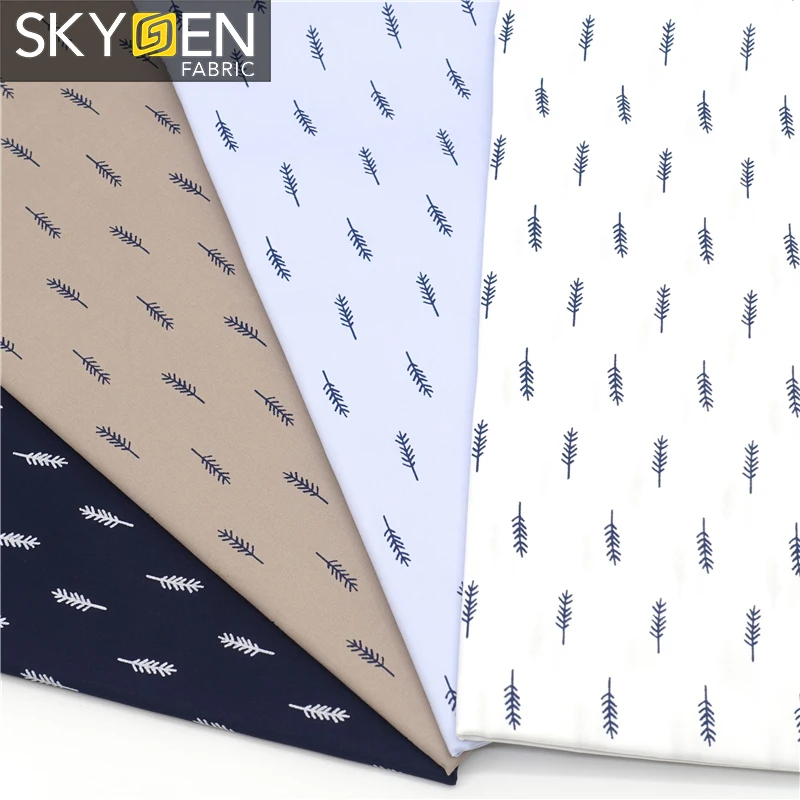 Soft 100% cotton twill print good quality sewing material fabric for men shirt cloth with litter pattern