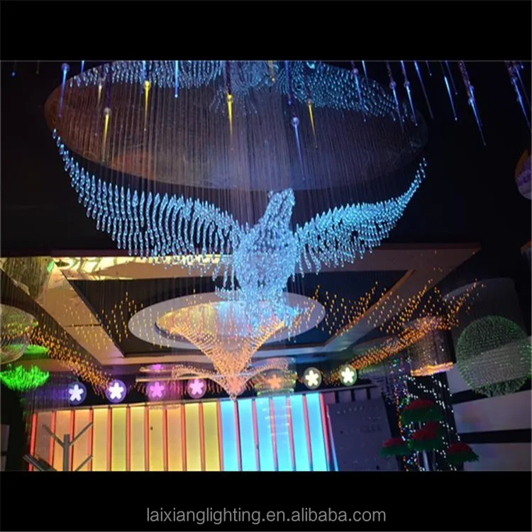 Hot sale 3D eagle chandelier RGB optic fiber light 7 colors for shopping mall club