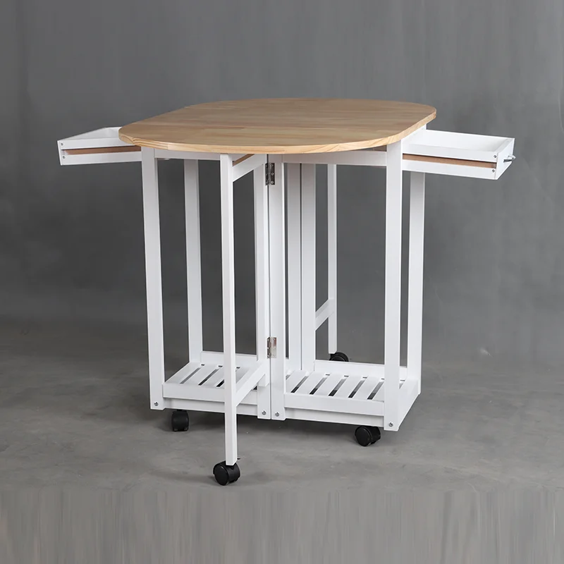 MDF Pine wood folding designs modern wooden dining table with wheels