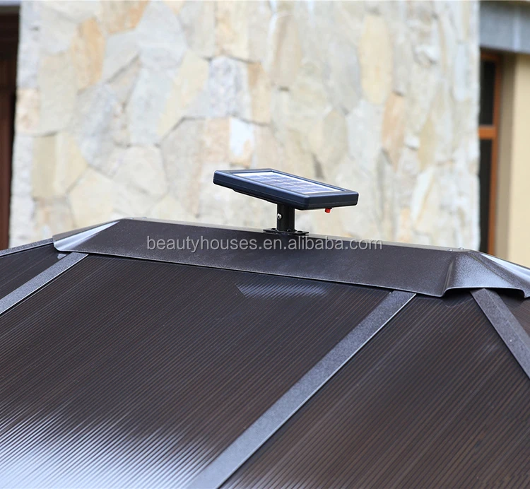 Garden aluminum PC board gazebo tent with solar light