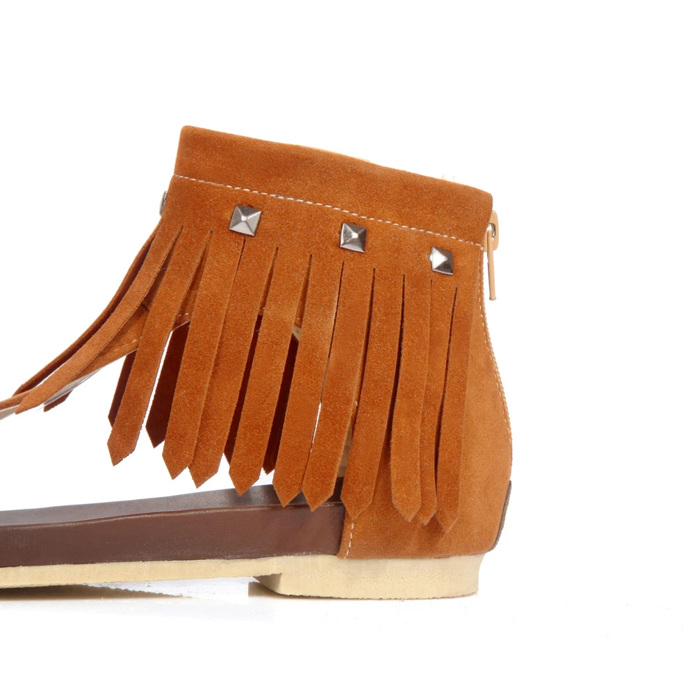 
Women fashion tassel rivet low heel sandals stylish custom best quality summer shoes 