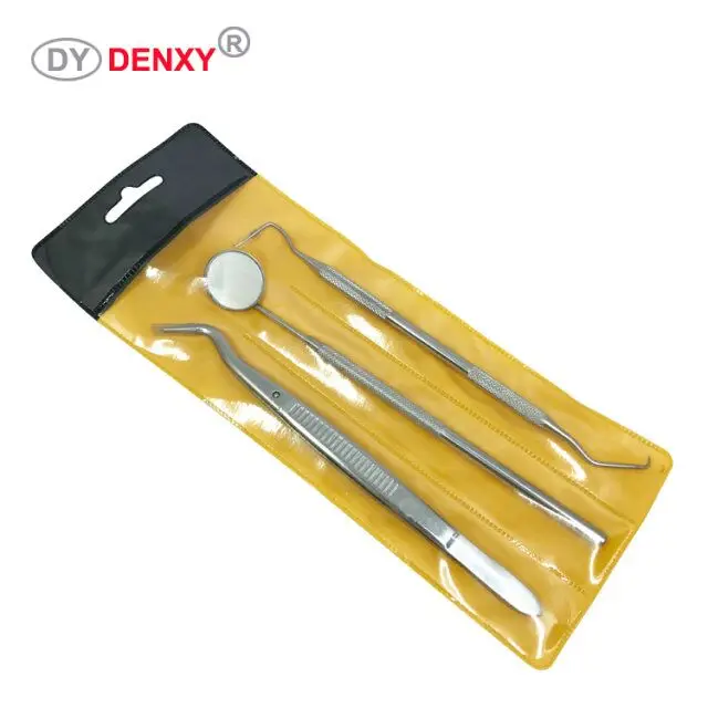 Denxy Dental 3pcs Oral Instrument Set Mirror Probe Tweezer Dental hygiene Tool Kit PMT Sets